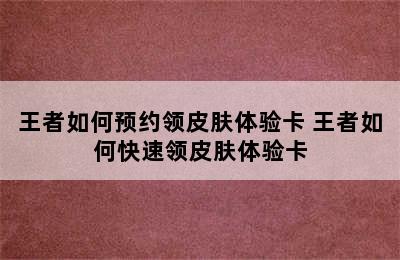 王者如何预约领皮肤体验卡 王者如何快速领皮肤体验卡